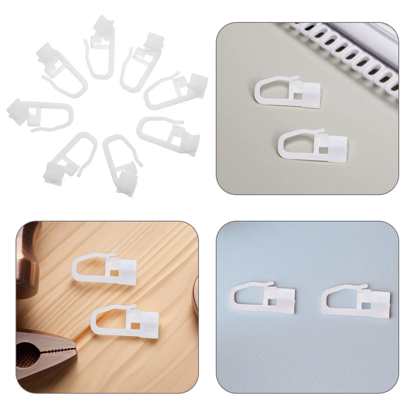 50Pcs Plastic Curtain Rail Hooks Glider Pulley System Smooth Silent Rolling for Vertical Blinds Drapery Shower Bath Room Decor