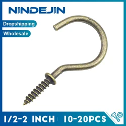 NINDEJIN Bronze Screw Hooks 1/2