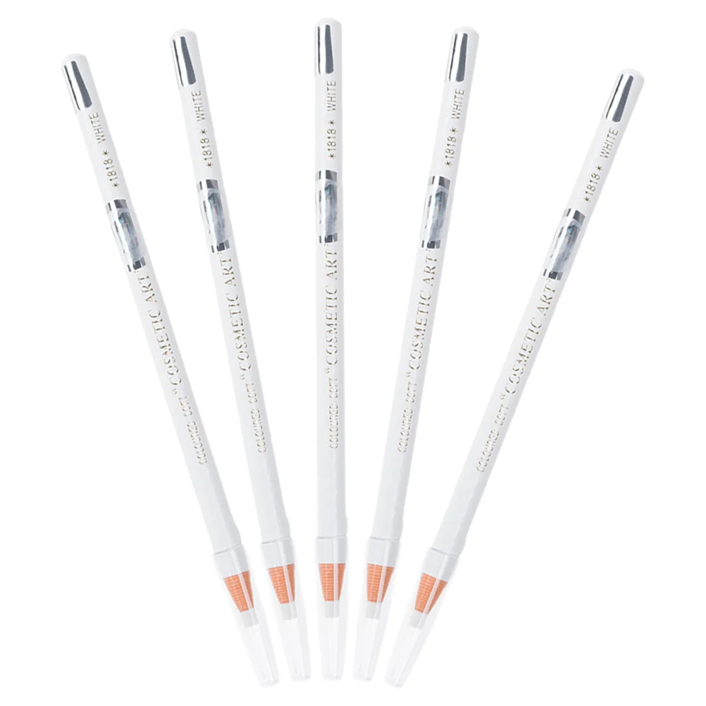 5 قطع من أقلام الحواجب النسائية المقاومة للماء، قلم مكياج أبيض، قلم حواجب طبيعي يدوم طويلاً للنساء #5