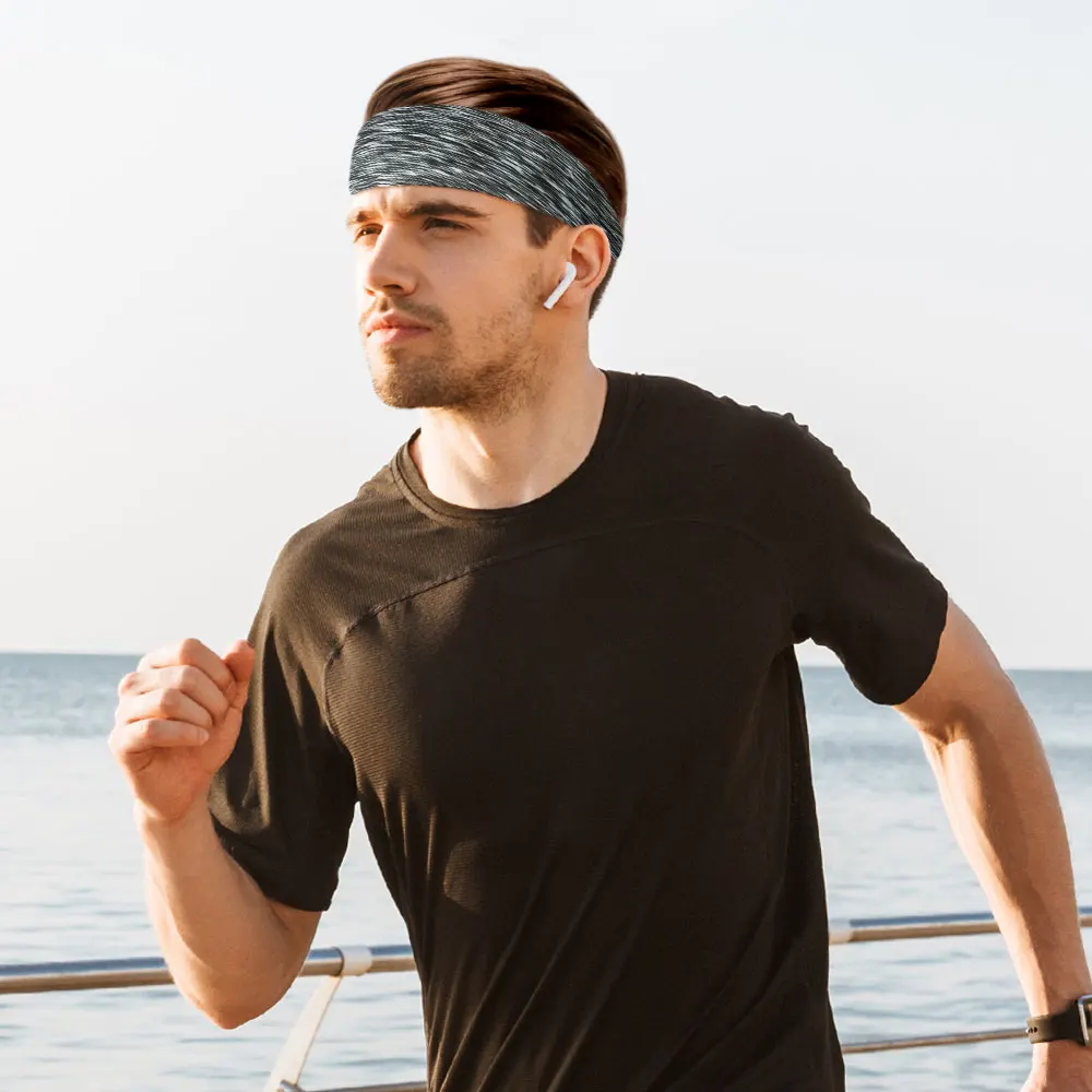 Sports Sweatbands Elastic Headbands Breathable Hair Band Yoga Gym Fitness Running Tennis Moisture Wicking Hair Accessories Men