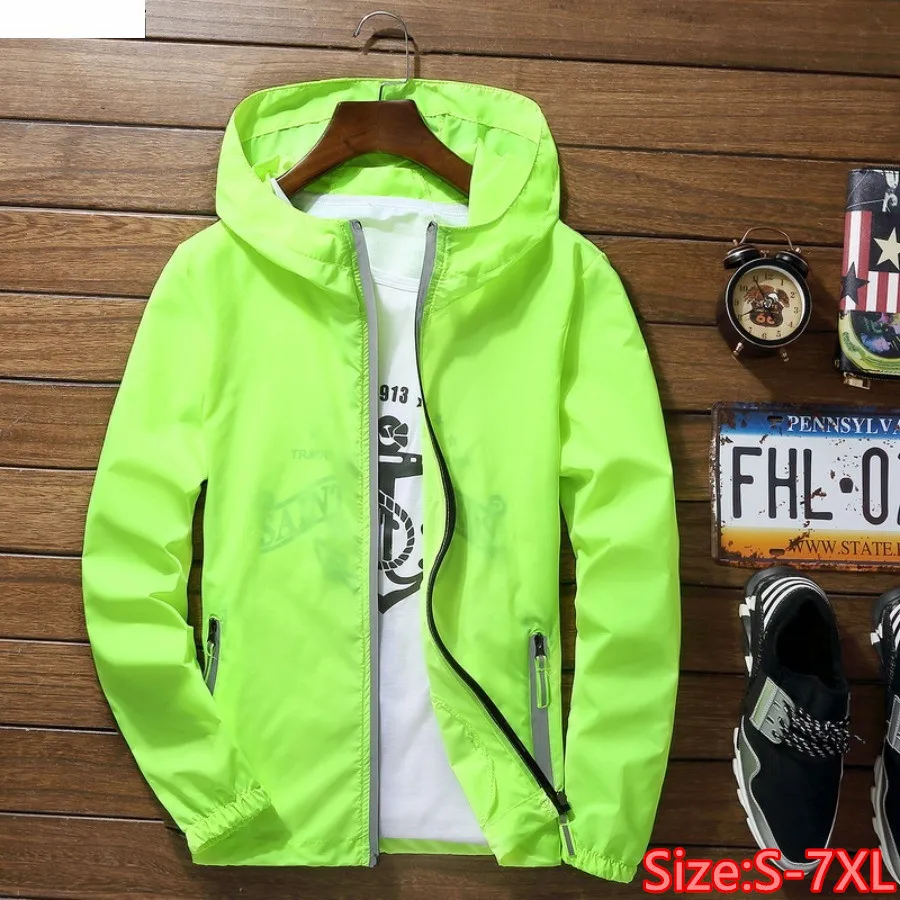 

Oversized Men's Windproof Quick Dry Jackets Ultra-Light Hooded Coats Men Women Camping Hiking Cycling Anti-UV Sunscreen Clothes