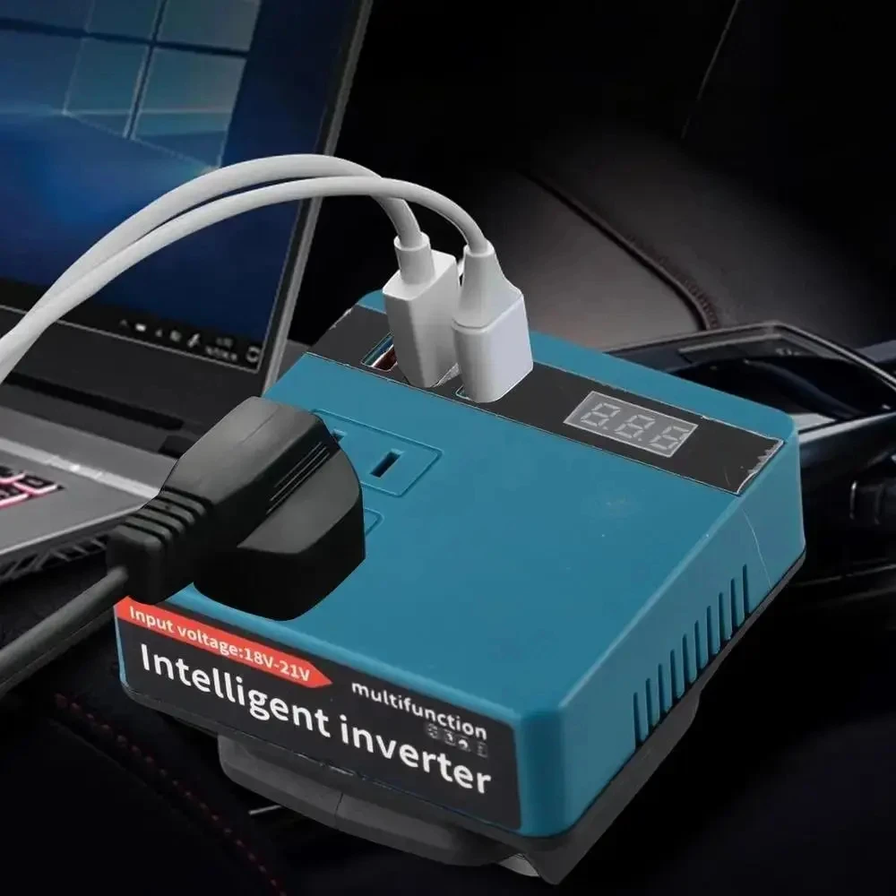 1Pcs 18V 20V To 220V Battery Inverter Dual Plug 120W Smart Transformer Multifunctional Household Outdoor Work Inverter