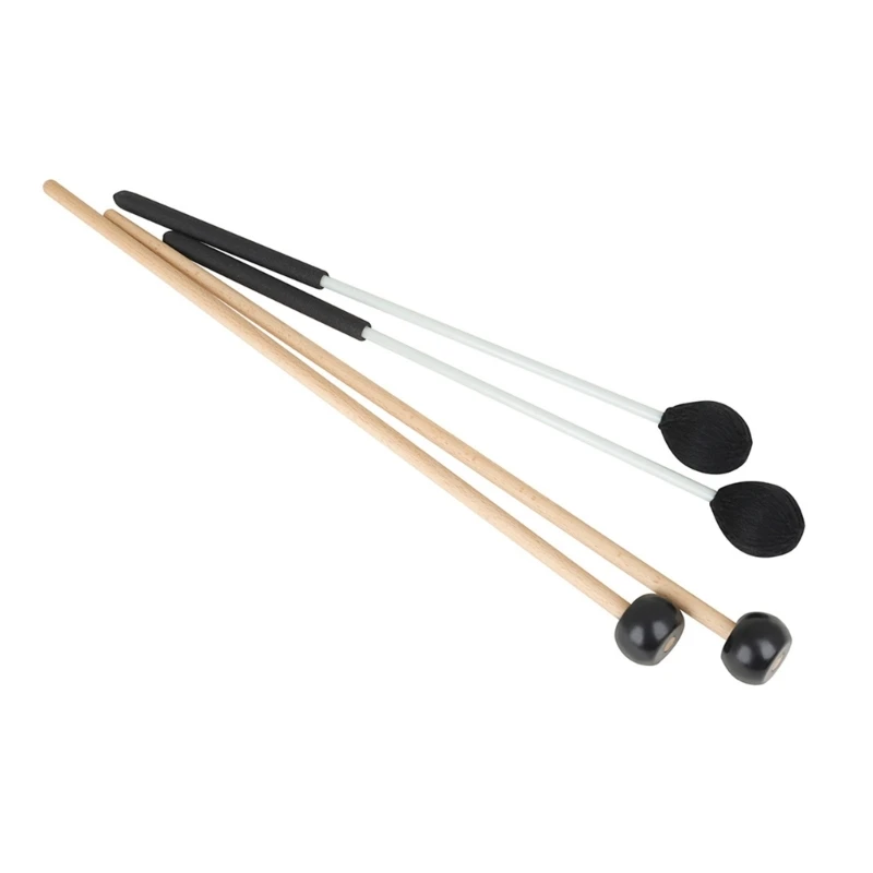 2pairs Marimba Drumstick Round Head Drum Sticks Ergonomic Handle Drum Mallet Hammers Percussion Mallets Durable