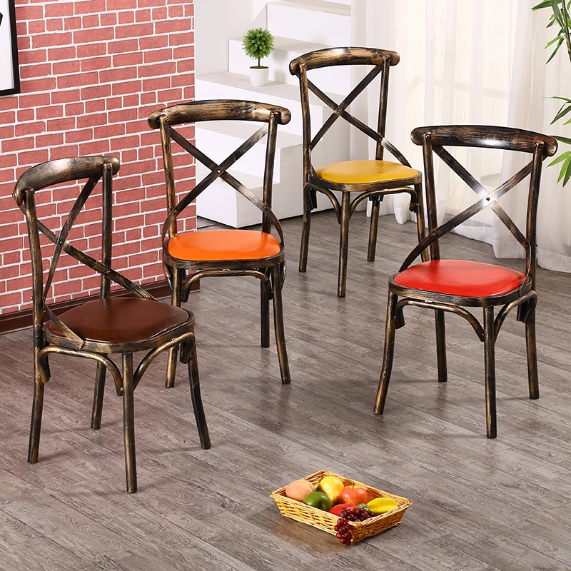 American and European retro wrought iron made old fork back restaurant bar restaurant coffee back home chair