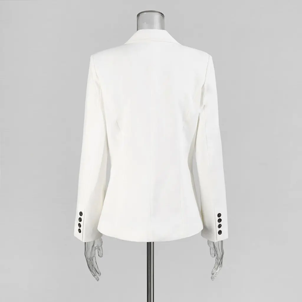 

Elegant Casual Suit Jacket V-Neck Diamond Embellished Pure Color Early Autumn New Arrival Women's Fashion Top Coat