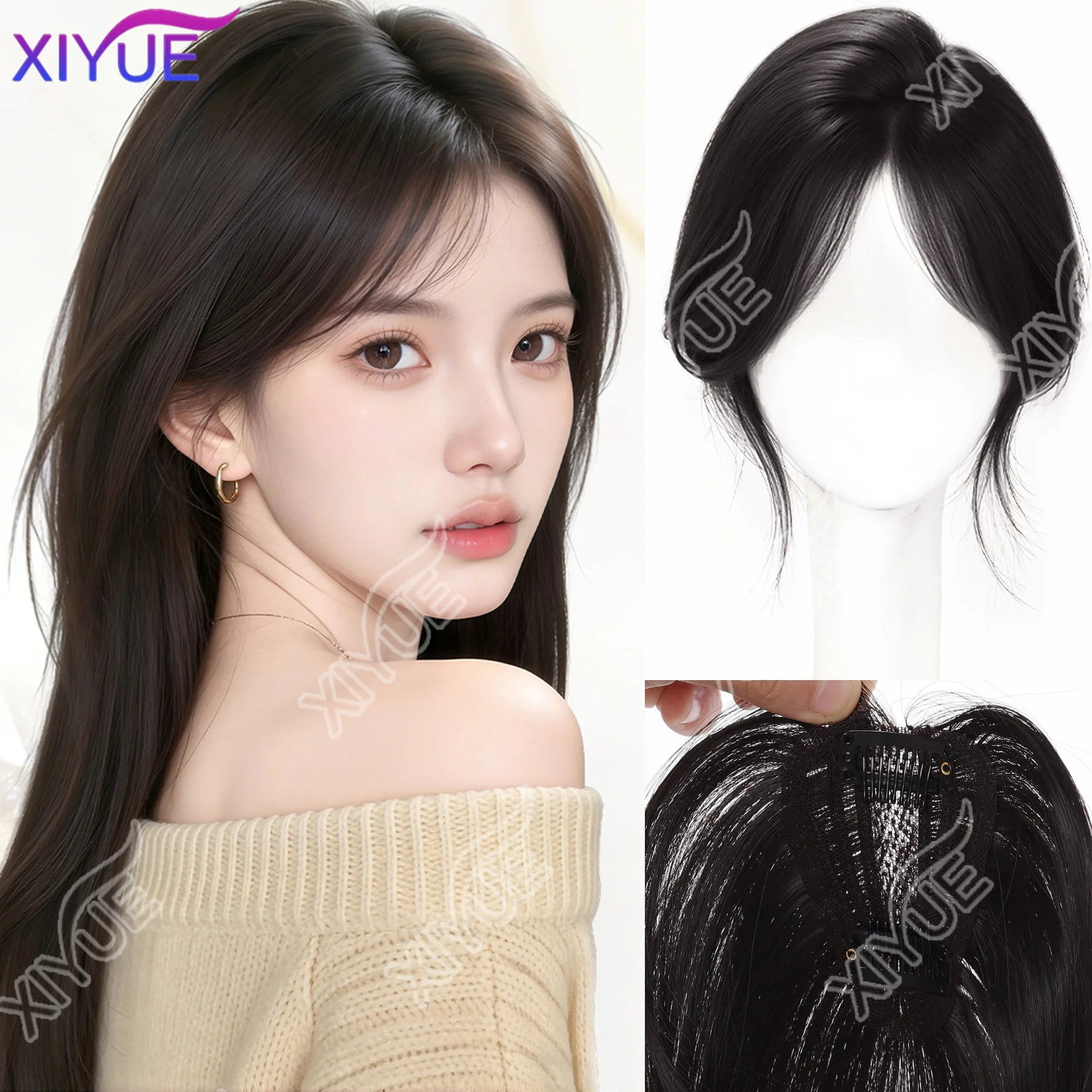 

XIYUE Synthetic Eight-character Bangs Wig For Women On Top Of Head To Cover White Hair And In Full Bangs