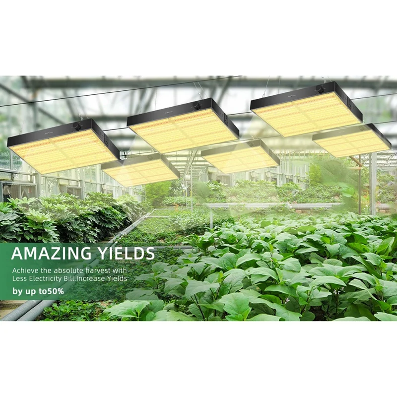 TKOH-300W PB3000 LED Grow Light Full Spectrum With Dimmable Silent Fan For Indoor Plants Flower Vegetable Seedling Lighting