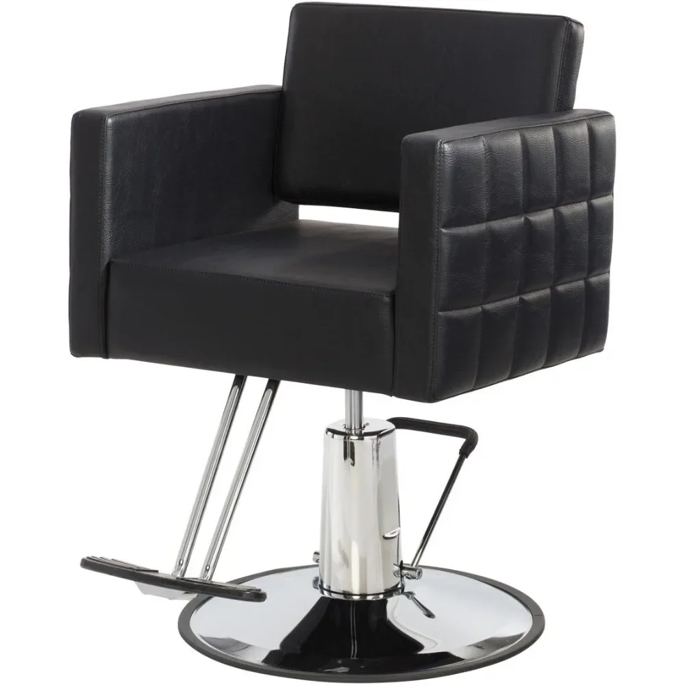 

Black Modern Hair Stylist Chair - Wide Seat, Quilted Design, Strong Frame and Hydraulic Pump, YLG-192-BLK