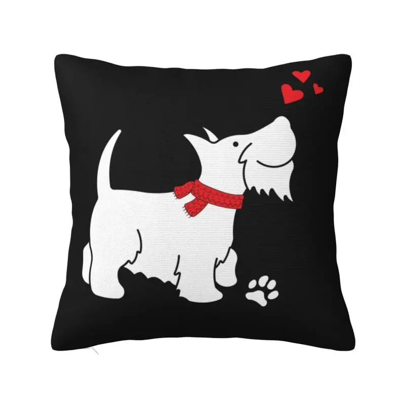 Luxury Scottish Terrier Love Cushion Cover Velvet Scottie Dog Throw Pillow Case Living Room Decoration