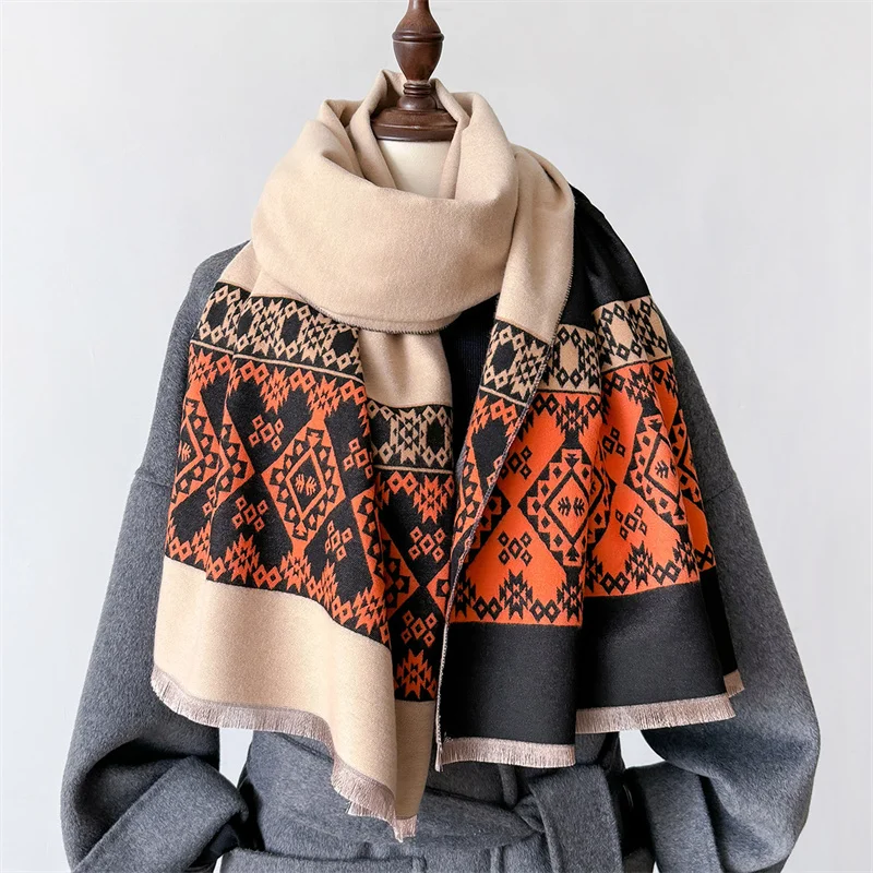 Luxury Brand Pashmina Shawl Wrap Scarf for Women Design Winter Warm Cashmere Scarves Bandana Female Thick Blanket Soft Bufanda