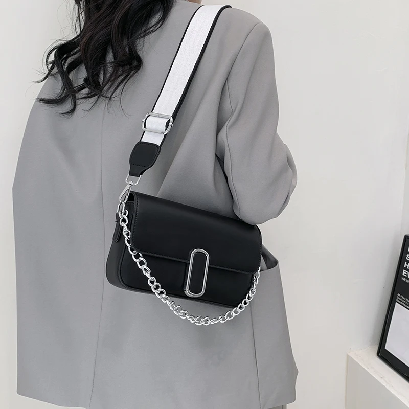 Crossbody Bags for Women Elegant Aesthetic Solid Color Square Shoulder Bag Female Luxury PU Leather Chain Purse Sac Luxe 2024