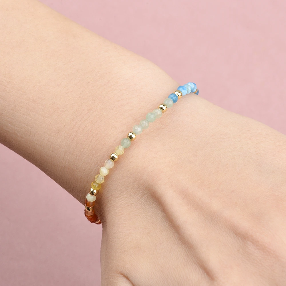 الحجر الطبيعي مختلط الأحجار الكريمة العقيق العقيق الأصفر أوبال جمشت اللازورد الأخضر افينتورين الأباتيت الأوجه جولات الخرز أساور