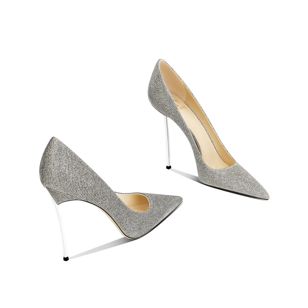 

Silver French Style Pointed Toe Stiletto Heels Dress 2025 Autumn New Women High Heels