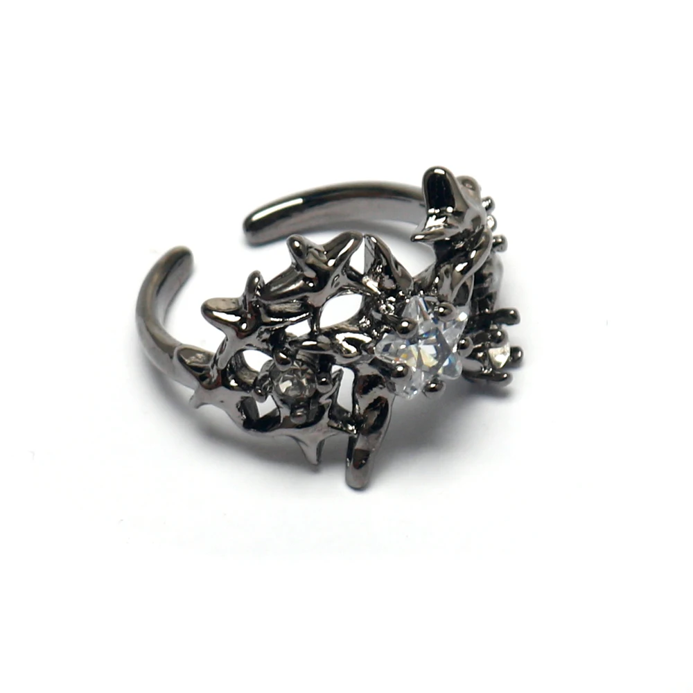 Fashion Irregular Geometric Moonstone Rings For Women Men Y2K Lava Opal Stone Opening Rings