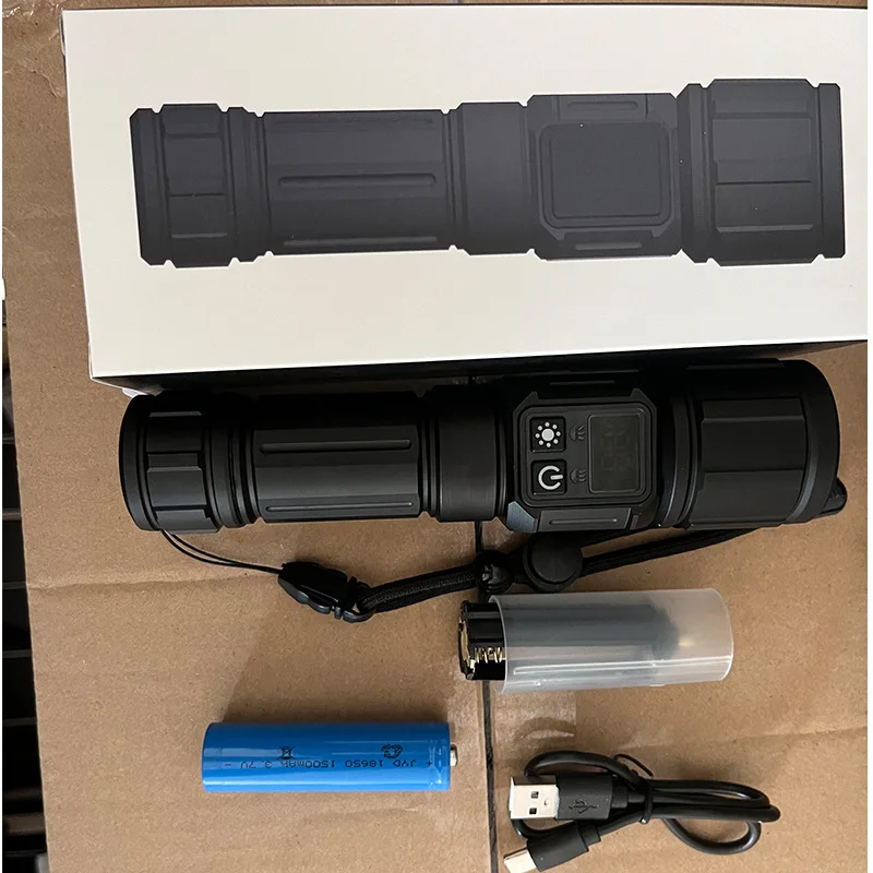Flashlight white laser strong light Type-C charging screen display strong magnetic COB side light dual switch
