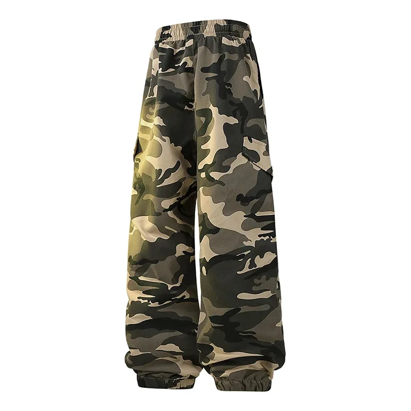 

Мужская камуфляжная рабочая одежда из чистого хлопка, американские весенне-осенние новые свободные зауженные брюки больших размеров