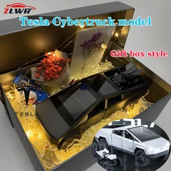 ZLWR new 1/32 Tesla Cybertruck pickup truck alloy car model metal toy off-road vehicle car model ornament gift box