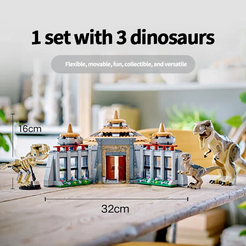 Dinosaur Series 76961 Visitor Center Tyrannosaurus Velociraptor Building Blocks Toys Children's puzzle Assembly Toys for Gifts