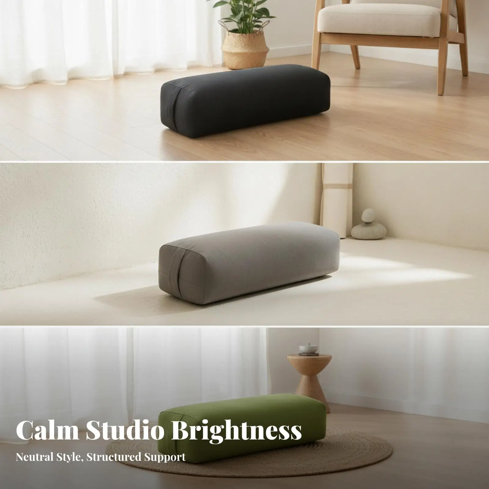 Cotton Yoga Support Cushion for Floor Meditation with Firm Yet Gentle Fill for Mental Relaxation Exercises