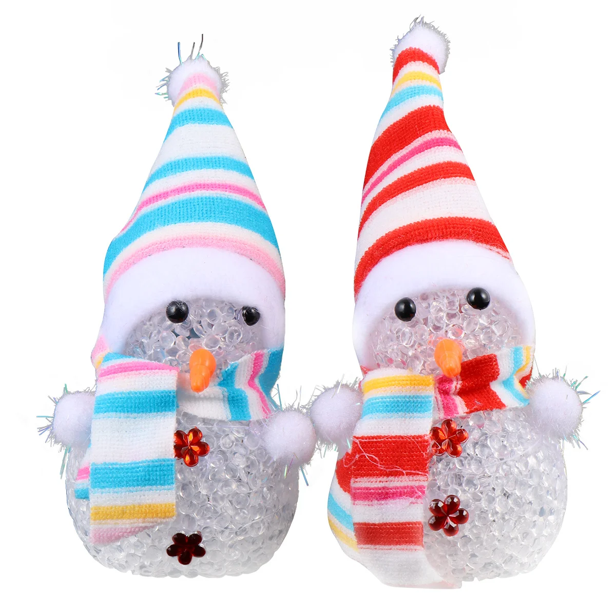 

2pcs Led Crystal Snowman Lamp Color Changing Christmas Night Light For Home Office Car Decor Kids Gift Mini Table Lamp