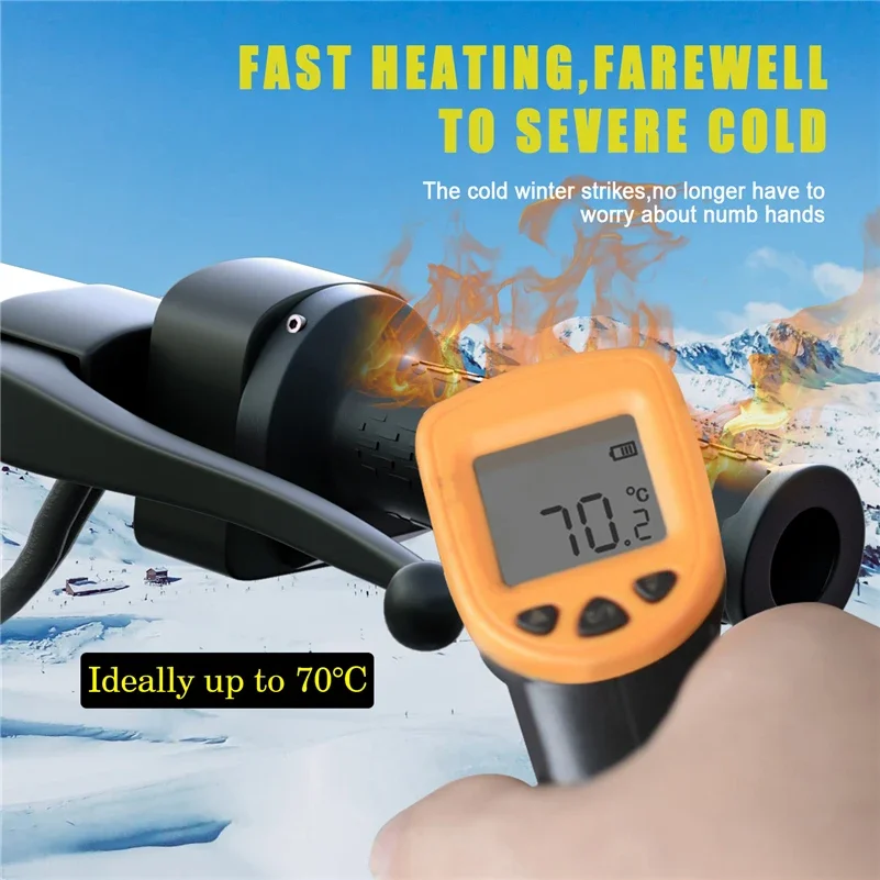NewHigh-end التحديثية ساخنة مقود دراجة نارية التدفئة القبضات كم التدفئة الكهربائية دراجة نارية ATV سخان قبضة مع مؤشر