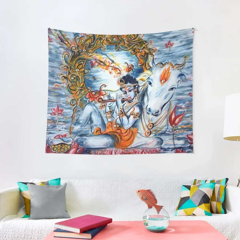 

Милый гобелен Кришны, уличный декор, кавайный декор для комнаты, гобелен