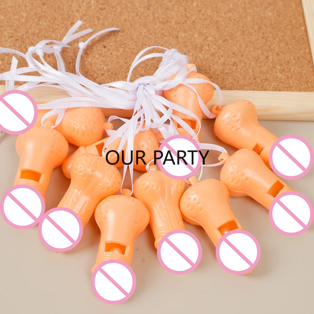 10Pcs Novelty Cock Appeal Penis Whistles Necklace Team Bride Nude Sex Toys for Bachelorette Wedding Hen Party Favors Decoration