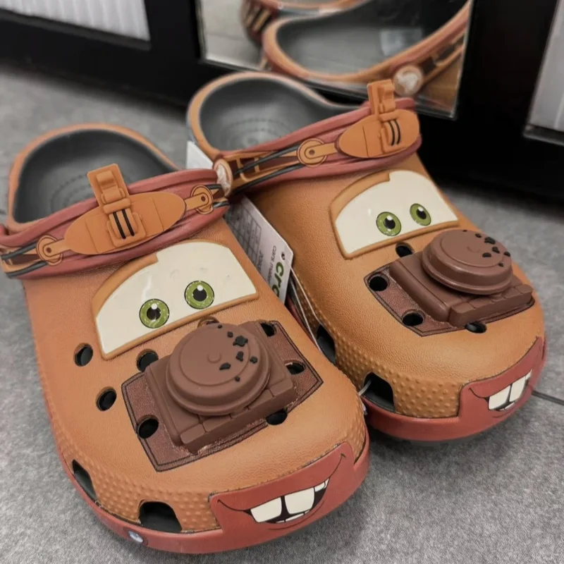 

New 2025 Anime Masters Waterproof Breathable EVA Slippers Cute Cartoon Cars Design Outdoor Sandals for Adults Ankle-Wrap Style