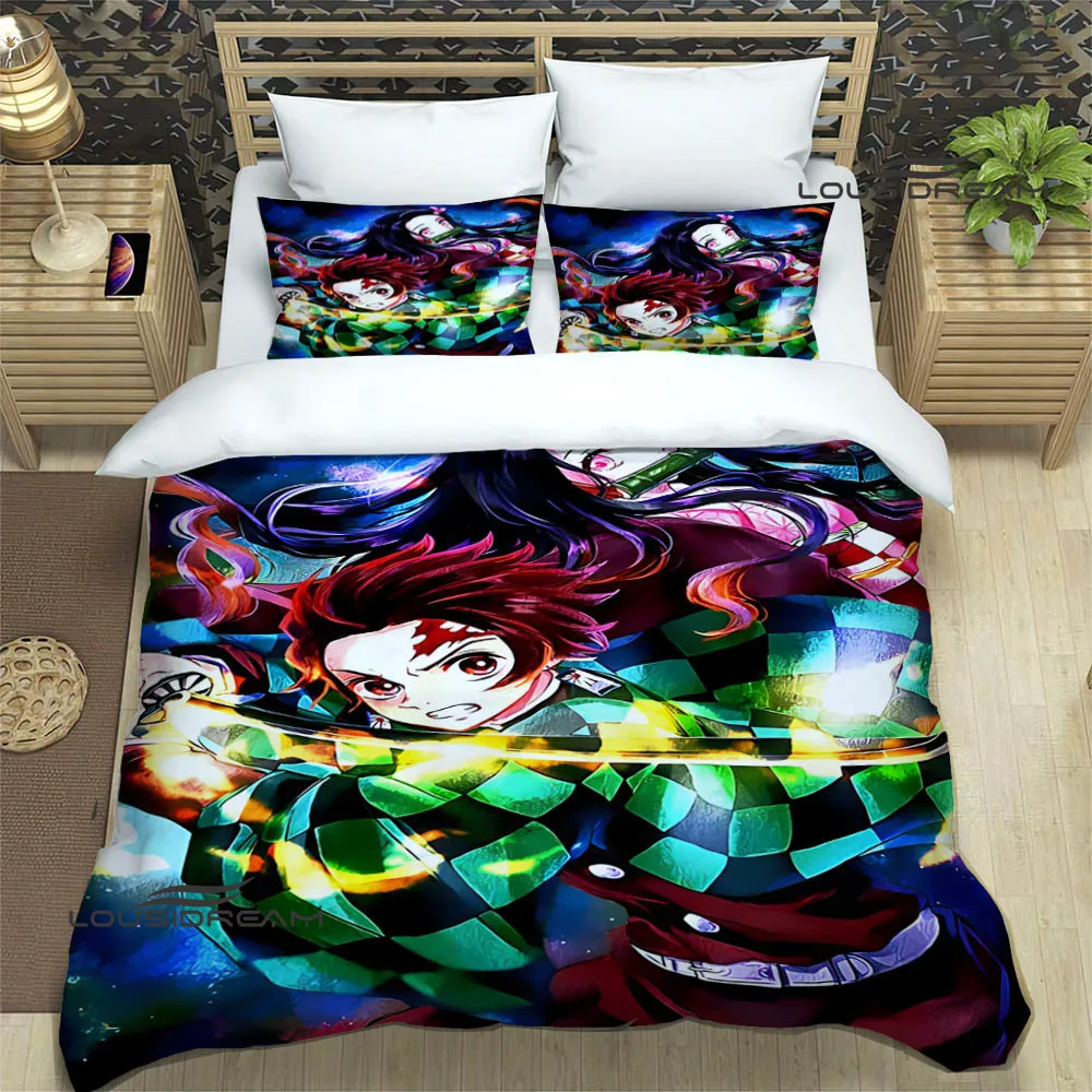 Demon Slayer Printed Bedding Sets exquisite bed supplies set duvet cover bed comforter set bedding set luxury birthday gift