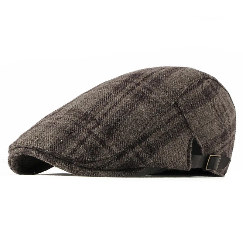 Autumn and winter new woolen beret men's English plaid cap fashion painter hat women's casual forward hat