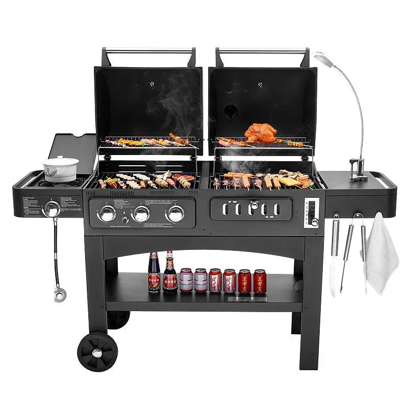 

Portable Foldable Dual Function 2-Burner Gas & Charcoal Grill Black Outdoor Camping Picnic Stove