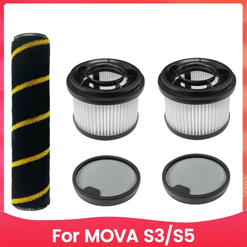 5 قطعة استبدال تصفية ل MOVA S3/S5 يده مكنسة كهربائية لاسلكية أجزاء قابل للغسل فرشاة دوارة قبل وبعد تصفية