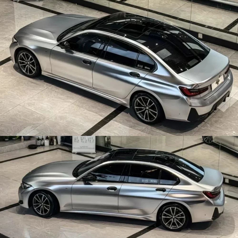 Qualidade superior PET Matte Chrome Alexander Silver Car Wrap Vinil Adesivo Filme de embrulho automático