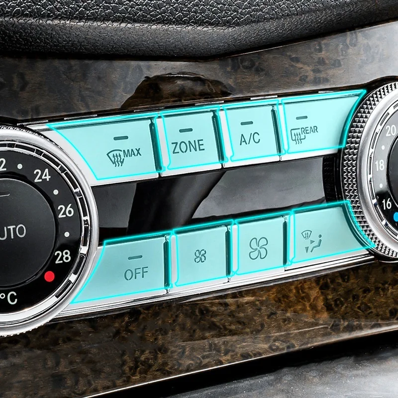 16ชิ้นฝาครอบปุ่มแผงหน้าปัด AC ปุ่มสติกเกอร์ปิดสื่อสำหรับ Mercedes Benz C GLK CLS ML GLE W204