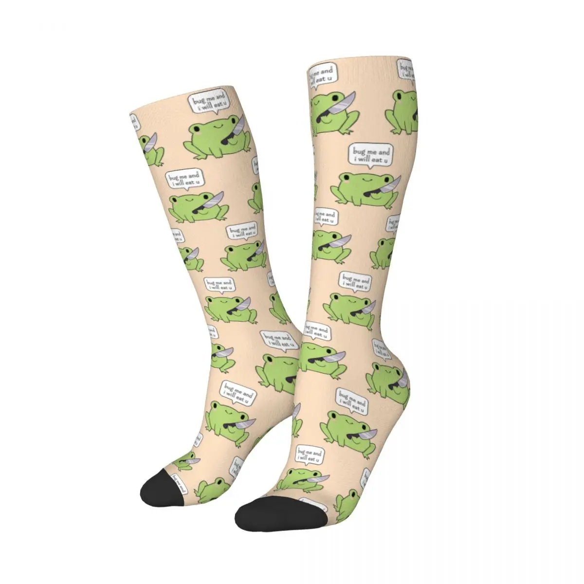 Cute Frog With A Knife Socks Harajuku Sweat Absorbing Stockings All Season Long Socks for Man's Woman's Christmas Gifts