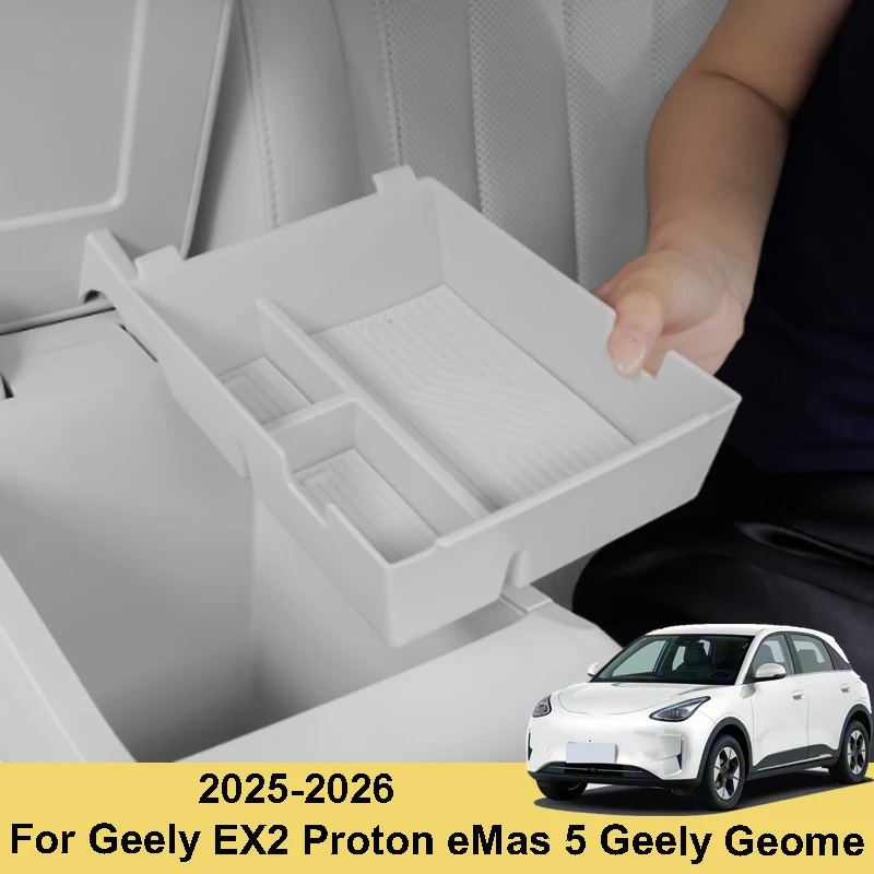 

For Geely EX2 Proton eMas 5 Geely Geome 2025 2026 Car Armrest Box Storage Box Central Control Dust-proof Silent Accessories