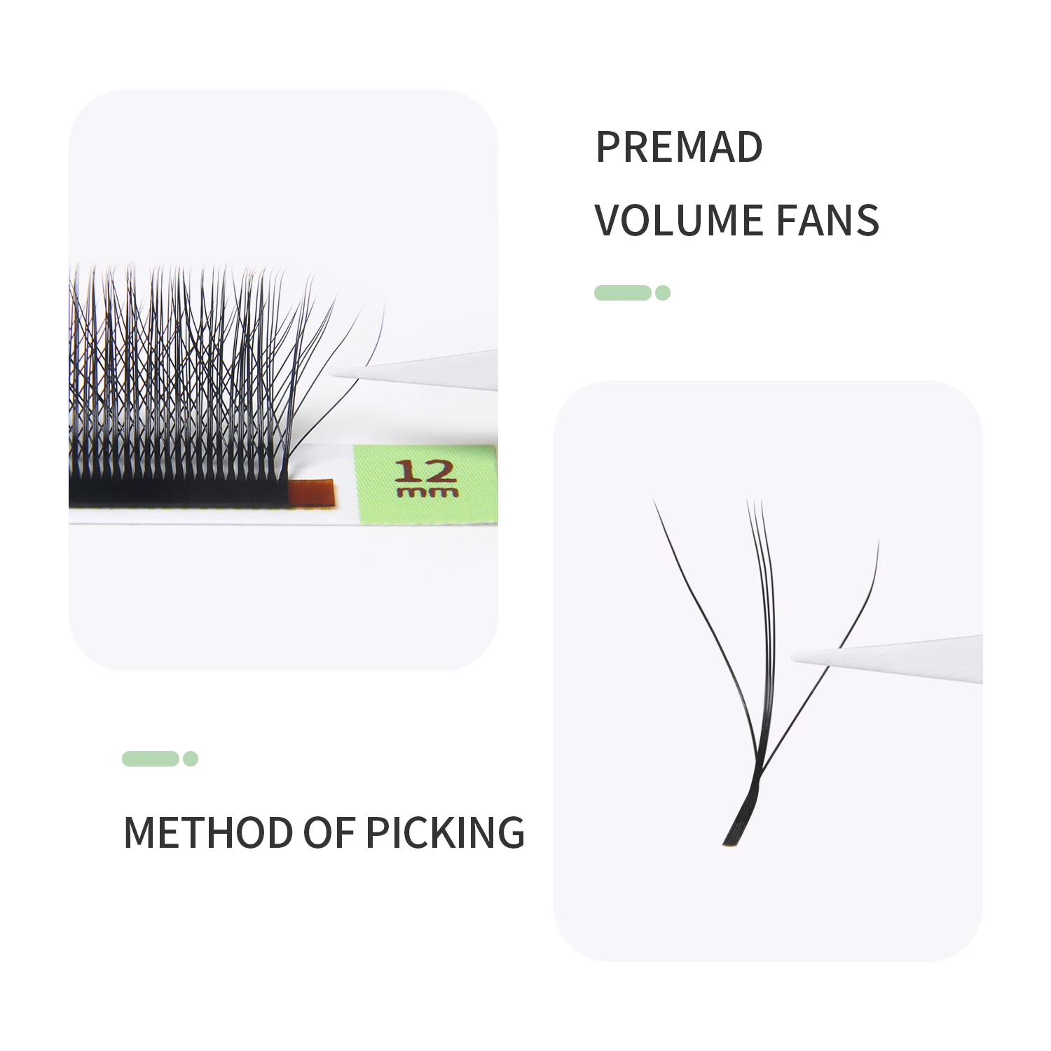 GLAMLASH 3D W Shape Three-Core Eyelash Extensions Premade Volume Fans W Style False Soft Natural Lashes Makeup Tool