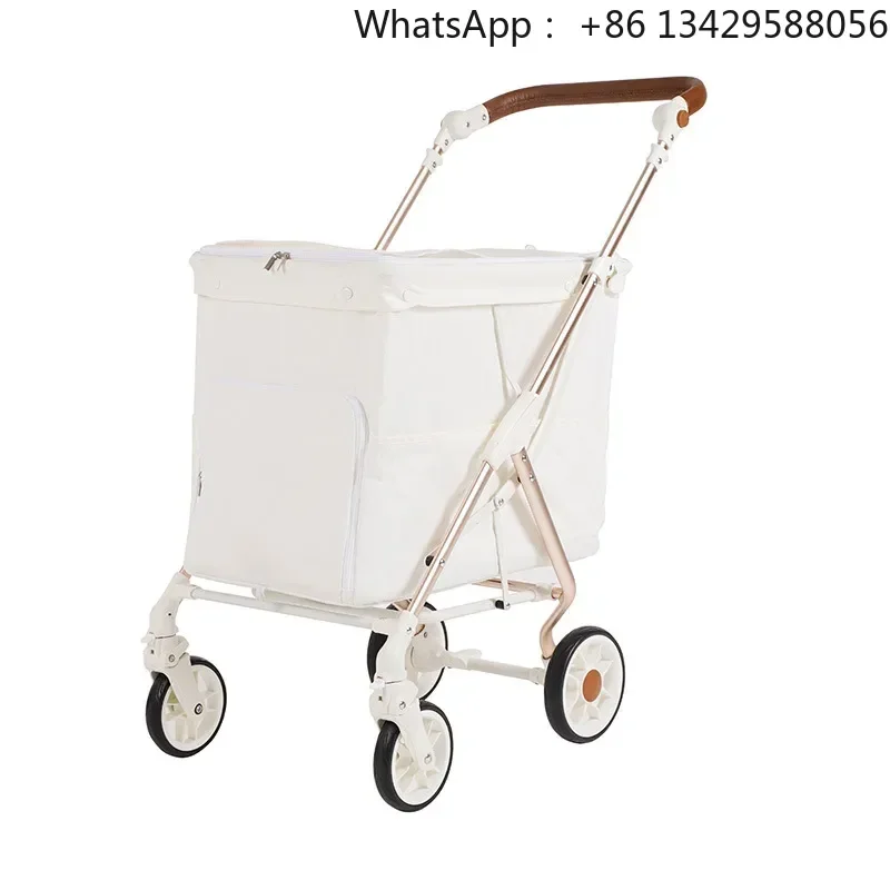 2024 New Big Space Pet Stroller Portable Folding Small Dog Stroller Trolley Pet Products