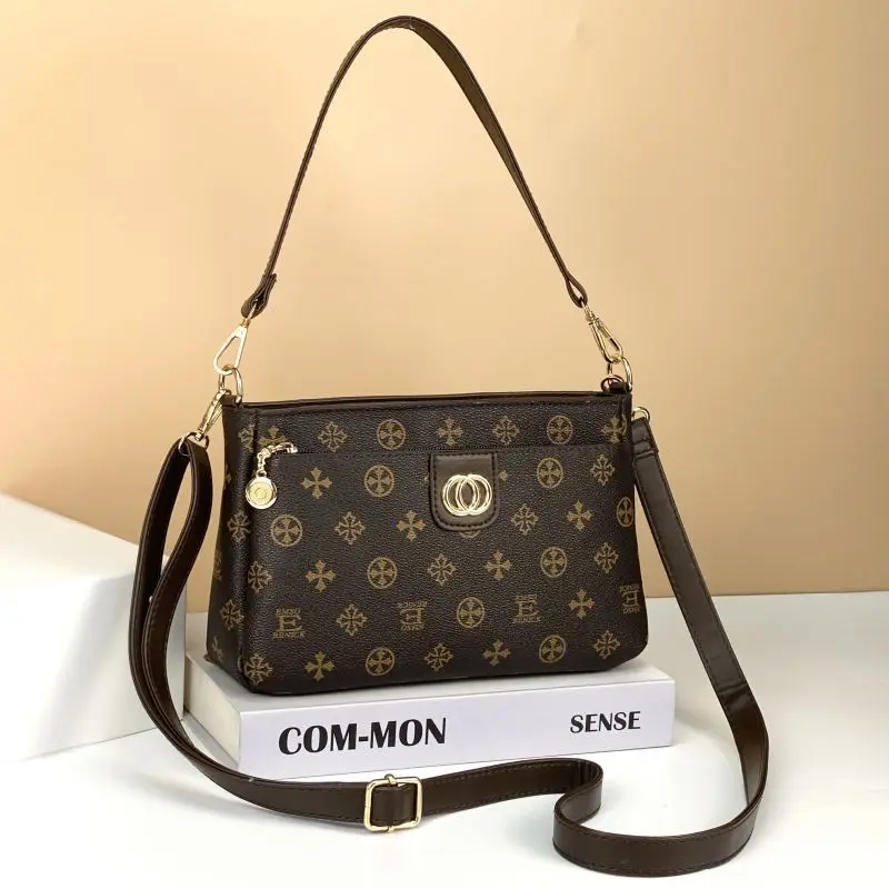 

Hengli Factory Middle-Aged Mother Bag Retro Elegant All-Match Shoulder Messenger Bag Large Capacity Handbag Fashion Women's Bag