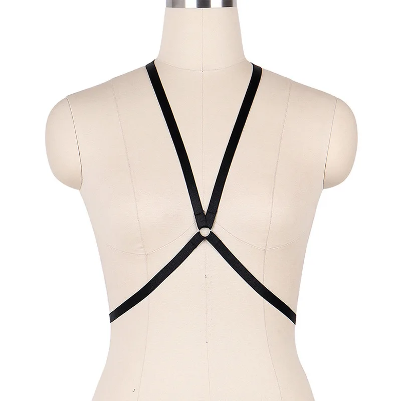 

Women Black Body Harness Sexy Lingerie Gothic Belt Sexy Bandage Body Belt Handmade Burlesque Cage Choker Bra Strappy Bralette