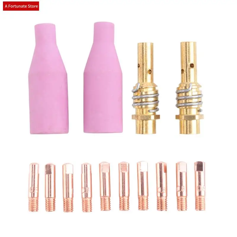 

14Pcs MB-15AK Welding Torch Consumables 0.8Mm Contact Tips Gas Nozzle For 15AK MIG Welding Torch-A78G