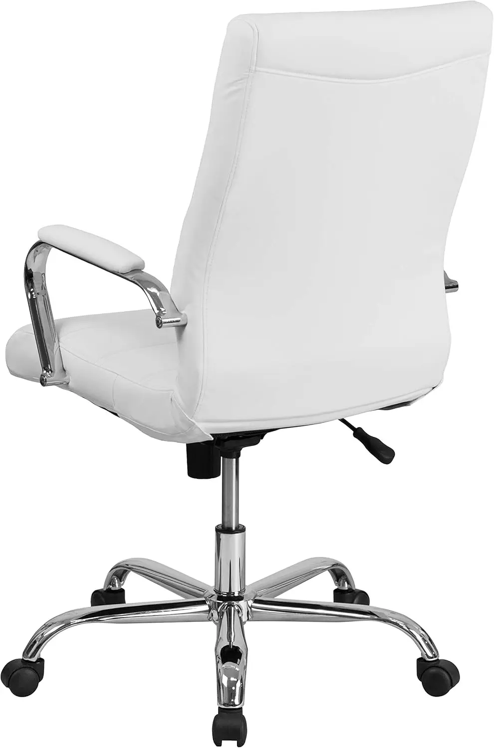 Chair with Padded Seat and Armrests, Adjustable Height Padded Office Chair, White/Chrome