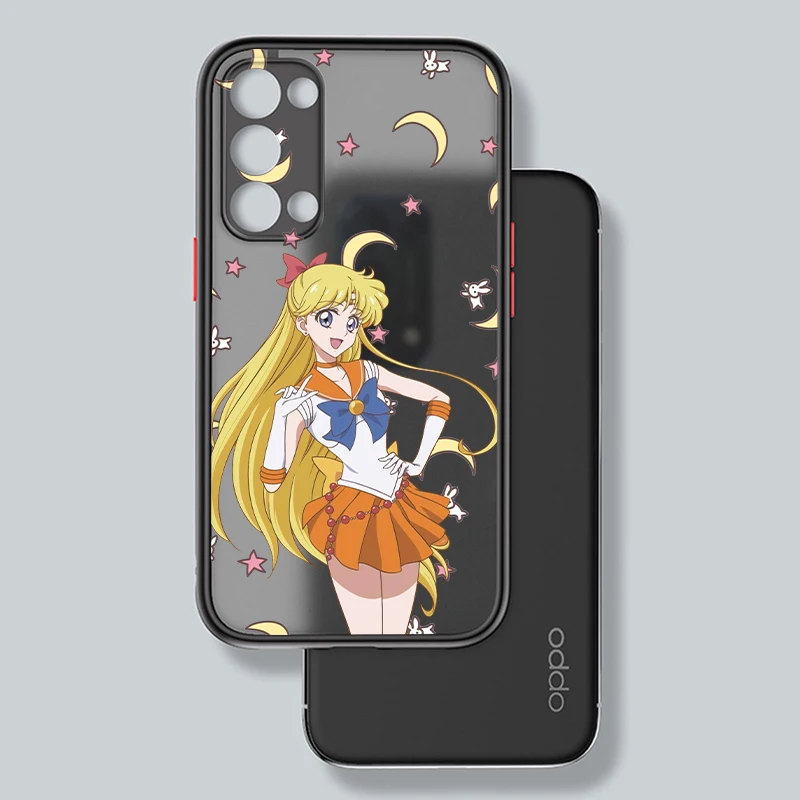 S-Sailors M-Moons Anime Frosted Translucent For OPPO X5 X3 A54S A5 A94 A16 A53S A57 A74 A72 A96 A98 A78 5G Funda Phone Case