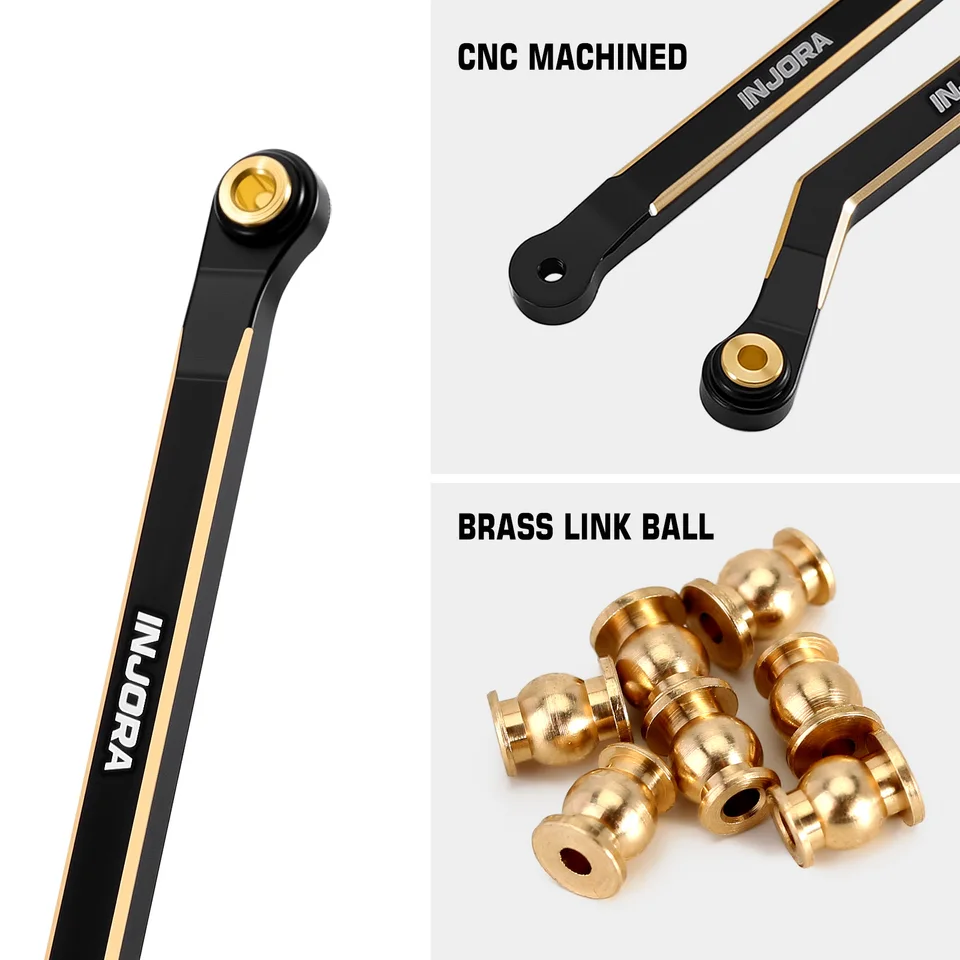 Maillons De Châssis En Laiton INJORA – Compatibles 1/18 FMS FCX18 LC80 – Set De 8 Pièces Courbées Pour Meilleure Garde Au Sol