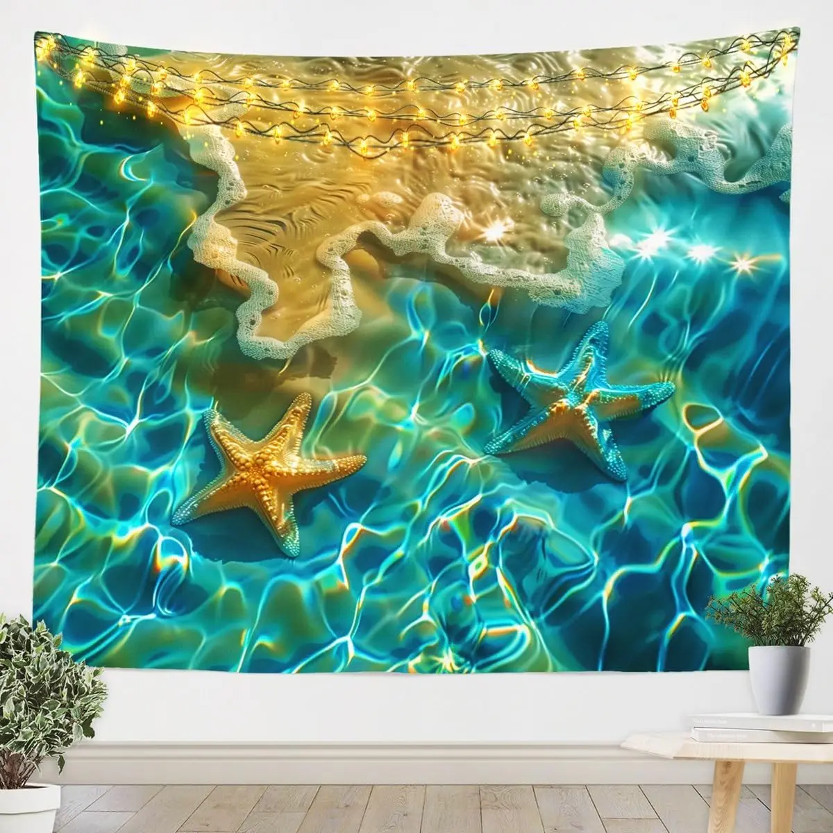 Ocean Beach Tapestries Hawaii Holiday Tapestry Sealife Starfish Tapestry Wall Hanging Summer Ocean Wall Tapestry Large For Kids