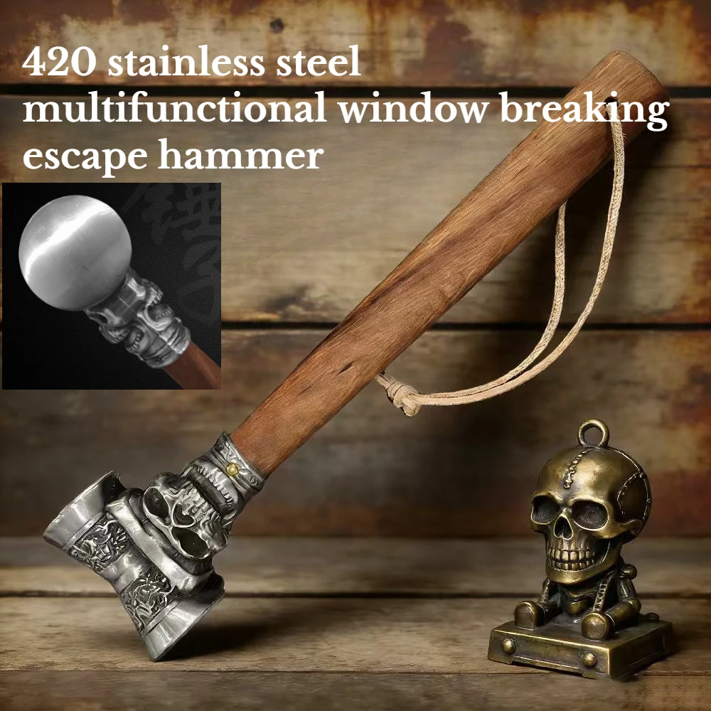 Solid Stainless Steel Tactical Hammer, Portable Outdoor Multifunctional Vehicle Mounted Window Breaking Escape Hammer