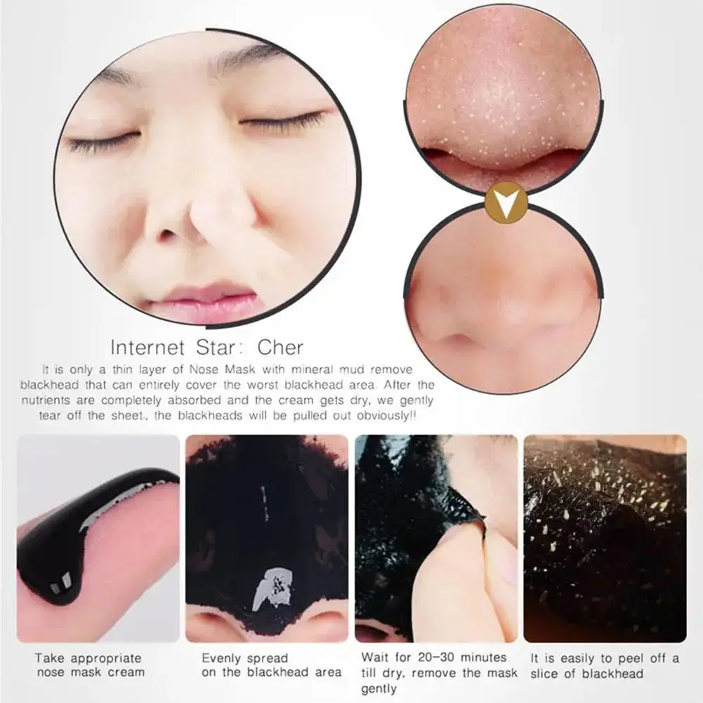 10pcs/lot Nose Blackhead Remover Mineral Mud Mask Deep Pore Remover Cleaner Pore Peel Purifying Cleaning Strips Mask 6g