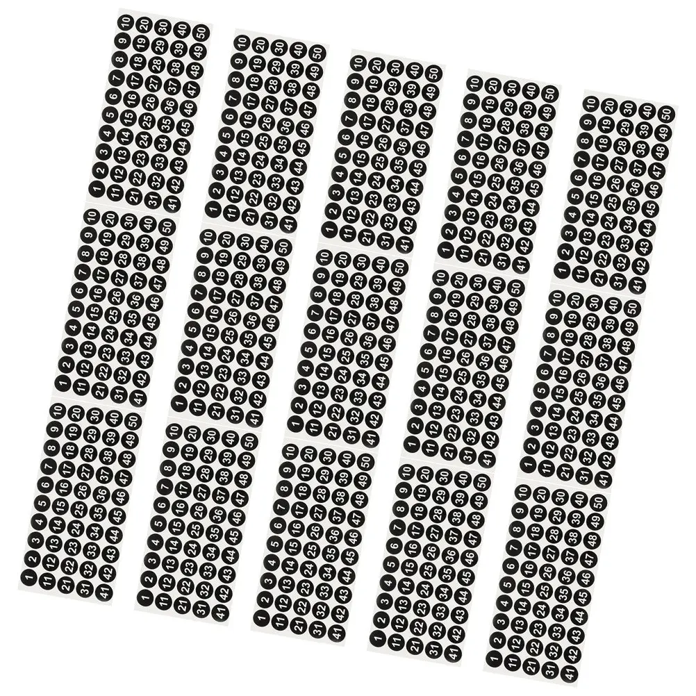 

15 Sheets Adhesive Number Decals Clear Round Digital Stickers for Home Office Classroom Sports Events Party Trash Bins Tool