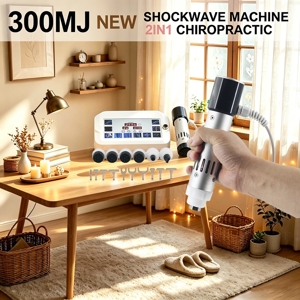 300mj Shock Wave Therapy Machine Tennis Elbow Pain Relief Muscle Massage Chiropractic Tool New Professional 2in1 Shockwave ﻿
