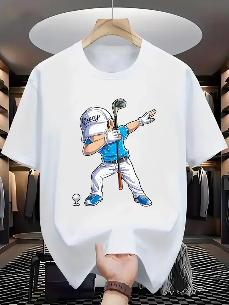 

Men's Clothes 100% Cotton Graphic T-Shirts A-Athletic Golf Print Summer Tops Ropa hombre Short Sleeve Tee Y2k Casual Streetwear